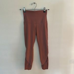 Lu lemon pink nude leggings with wave cut ankles